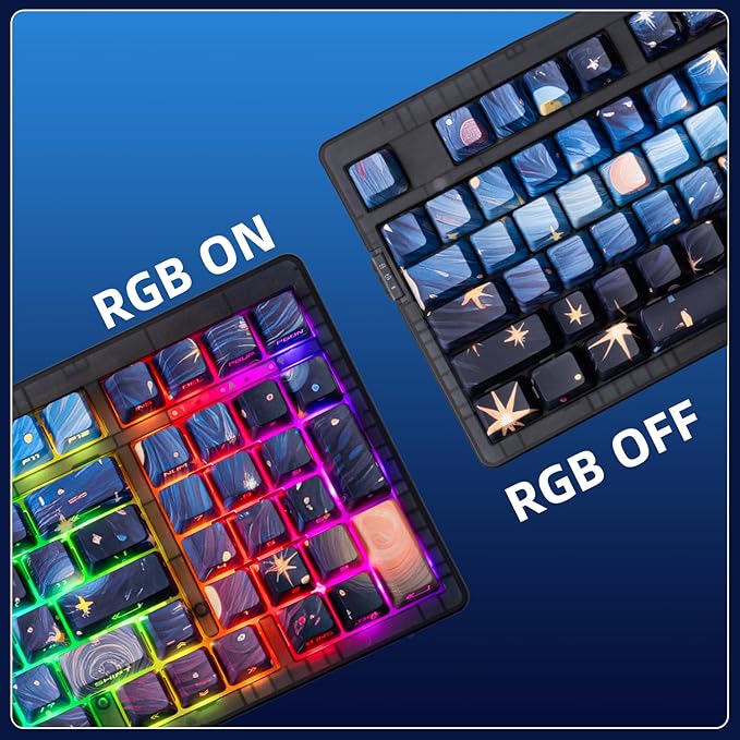 ZORNHER ZH980 Mechanical Keyboard95% Blue Creamy Keyboard with Number PadVan Gogh's Starry Night Dye Sublimation PBT KeycapsPre-lubed Clicky SwitchesHot-Swappable