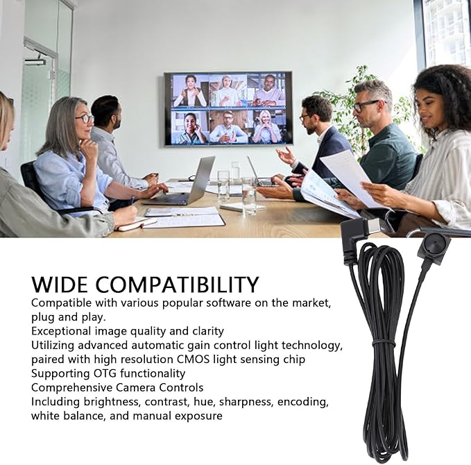 Zopsc Ultra Compact USB Center Webcam with Type C and OTG 1 4in CMOS Sensor for Android PC for 67° Fixed Focus Live Streaming and Conference Camera (5MP)