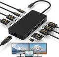 Laptop Docking Station Dual 4K HDTV Monitor Fophmo USB C to 2 HDTV Splitter Extended Display 1000Mbps LAN USB A&ampC 3.0 Ports(10Gbps) SD/TF Card 100W PD Charging MacOS Only Mirrors Same Screen