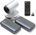 NUROUM Conference Room Camera System 5X Optical Zoom 4 Noise Cancelling Microphones All-in-one Video Conferencing System PTZ Webcam Daisy Chained Bluetooth Conference Speakers