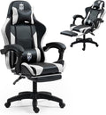 Gaming Chair with Footrest Ergonomic Computer Chair for Adult Adjustable Headrest Lumbar Pillow Large Size Reclining Gaming Chair Big and Tall with Linkage Armrest for Home Office Gaming