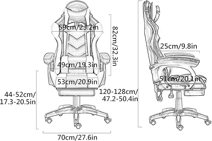 Gaming Chair Office Chair Desk Chair 360° Swivel Ergonomic Leather Computer Chair with Lumbar Support Headrest Reclining Video Game Chairs for Adults