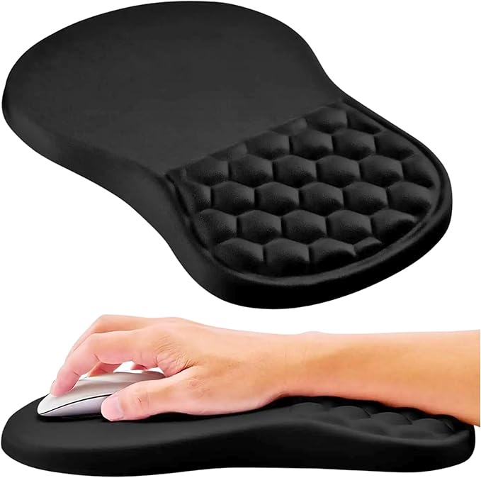 Ergonomic Mouse Pad with Wrist Support Memory Foam Wrist Rest for Carpal Tunnel &amp Wrist Pain Relief Non-Slip Rubber Base Comfortable Gaming Mousepad for Computer Laptop Office &amp Home