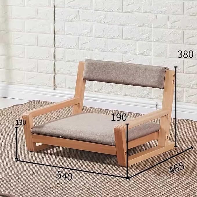 BTZHY Floor Chair Wooden Tatami Floor Chair with Backrest and Armrest Meditation Floor Chair Living Room Floor Chair Portable Japanese Legless Chair