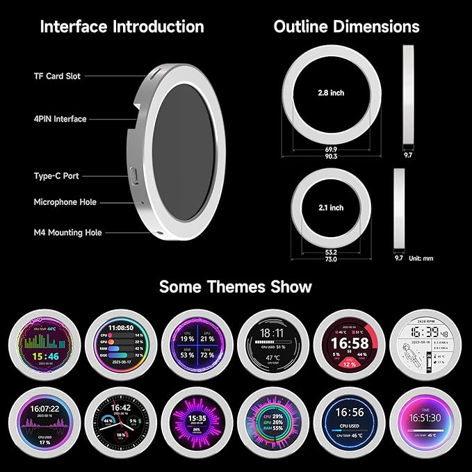 waveshare 2.8inch Round LCD Display CPU/GPU Cooler Silver