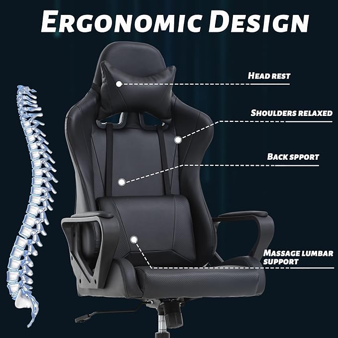 Cheap Gaming Chair PC Chair Ergonomic Office Chair Computer Chair Video Game Chairs for Kids Silla Gamer Chair with Headrest and Lumbar Support Massage Chair Gaming Chairs for Adults Comfy Chair