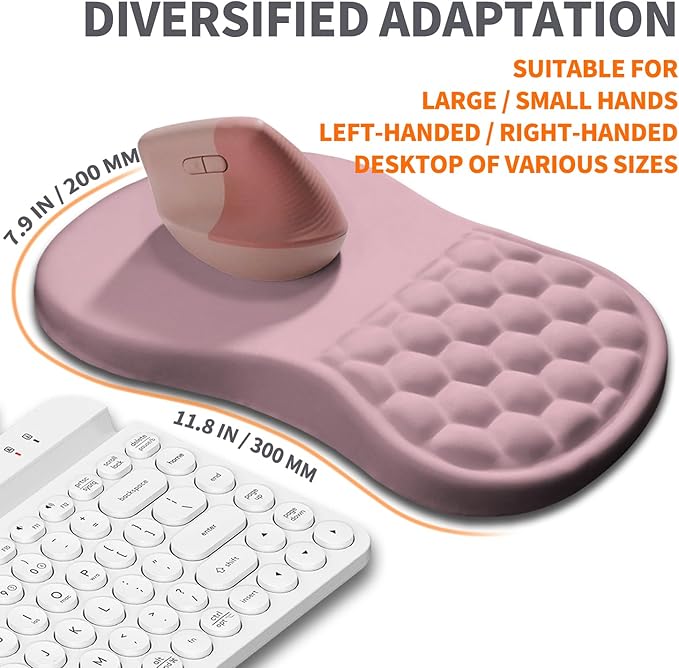 Ergonomic Joint Wrist Support Mouse Pad with Memory Foam Cushion Massage Bump Carpal Tunnel Pain Relief Mousepad Slope Design for Wrist Rest 11.8x7.9 in Thistle