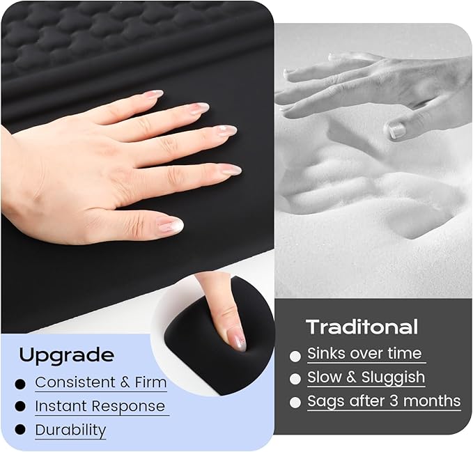 Keyboard Wrist Rest with Ergonomic Height - Computer Keyboard Stand &amp Soft Cushioned Pad for Wrist Pain Relief - Non-Slip Typing Support for Office Gaming &amp Home (Black)