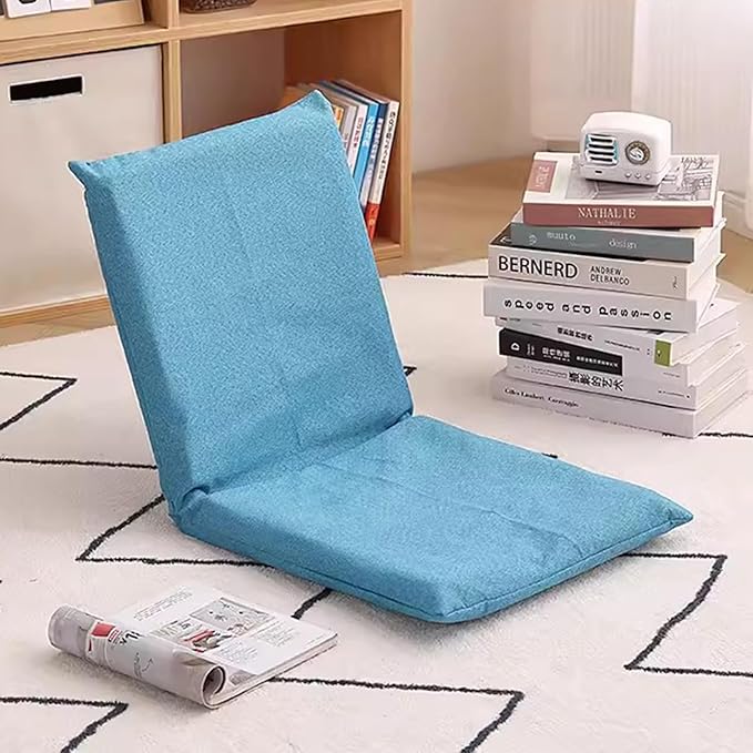 Floor Chair with Back Support Folding Sofa Chair Floor Gaming Chair Lazy Chair 6 Adjustable Position for Meditation Reading Watching TVBlue18.9×17.7×18.9in