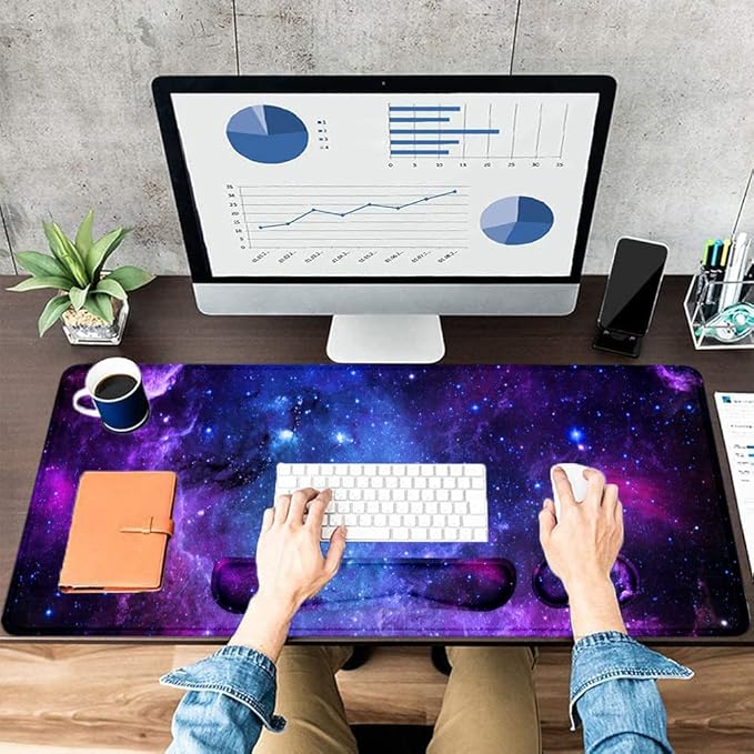 LATEEFAH Mouse Pad with Wrist Rest Desk Mat + Keyboard Wrist Rest Set Desk Pad for Keyboard and Mouse 4-in-1 Large Mouse Pad with Wrist Support for Office Home