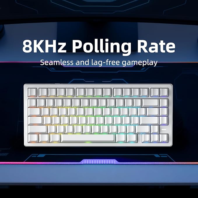 Mars75 Wired Magnetic Switch Keyboard 75% Layout0.001MM RT Accuracy 8KHZ Polling Rate/Latency As 0.125MS/256KHZ Single Key Scan Rate/ARGBHot Swappable Gaming Keyboard(White)