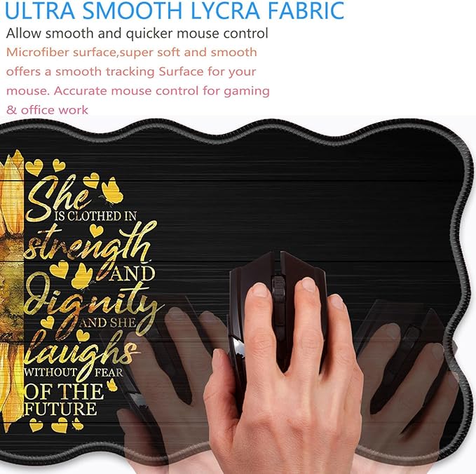 Bxgolkgd Desk Mat SetMouse Pad with Keyboard Wrist Rest &amp Mouse Wrist RestWave-Shaped DesignNon-Slip Rubber BaseErgonomic Desk Mat for HomeOfficeGamingQuote Bible Verse Proverbs 31:25