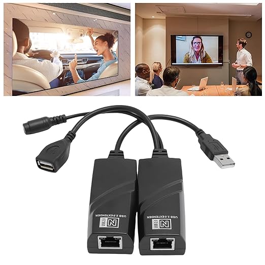 Zopsc USB Extender Over Ethernet 100m USB 2.0 to Network Extender Adapter Kit for CAT5 CAT5E CAT6 Cable for Printer Camera Hard Drive. (US Plug)