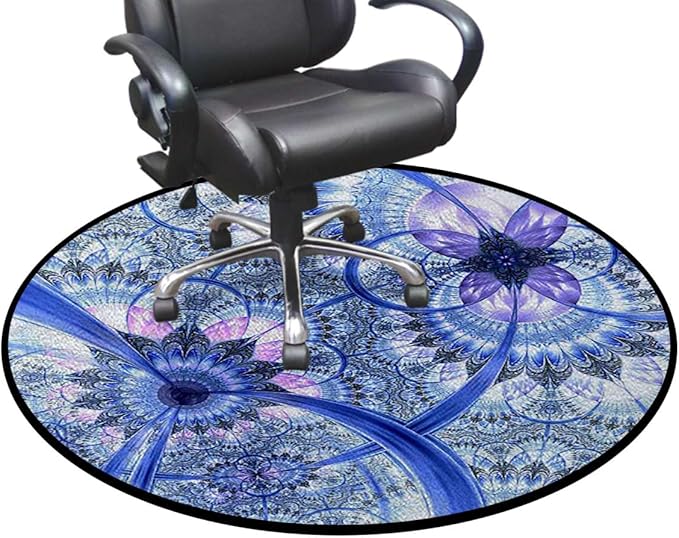 Purple Blue Gaming Chair Mat Round Floor Mats for Office Chair Computer Gaming Desk Mat for Rolling Chair Non-Slip Gaming Rug Spectral Color Motion Graphic Diameter 47.2 in