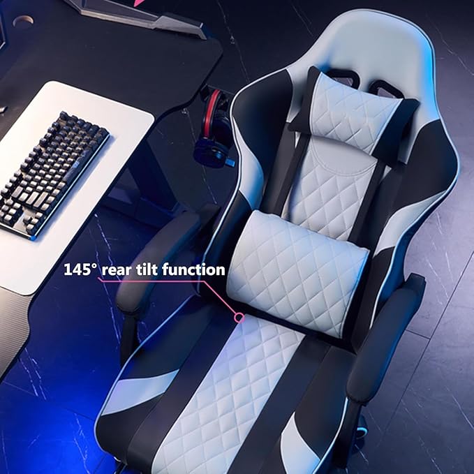 Office Gaming Chair with Footrest Leather Office Desk Chair Ergonomic Computer Chairs with Headrest High Back 360° Swivel Game Chairs (Size:Height 120-129CMColor:Red)