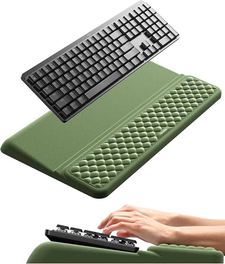 Vaydeer Wrist Rest with Keyboard Stand Computer Wrist Support Pad Ergonomic Keyboard Riser Holder Lifter Tray with Wrist Pad Soft Memory Foam Desk Cushion Palm Hand Typing for Office Home School