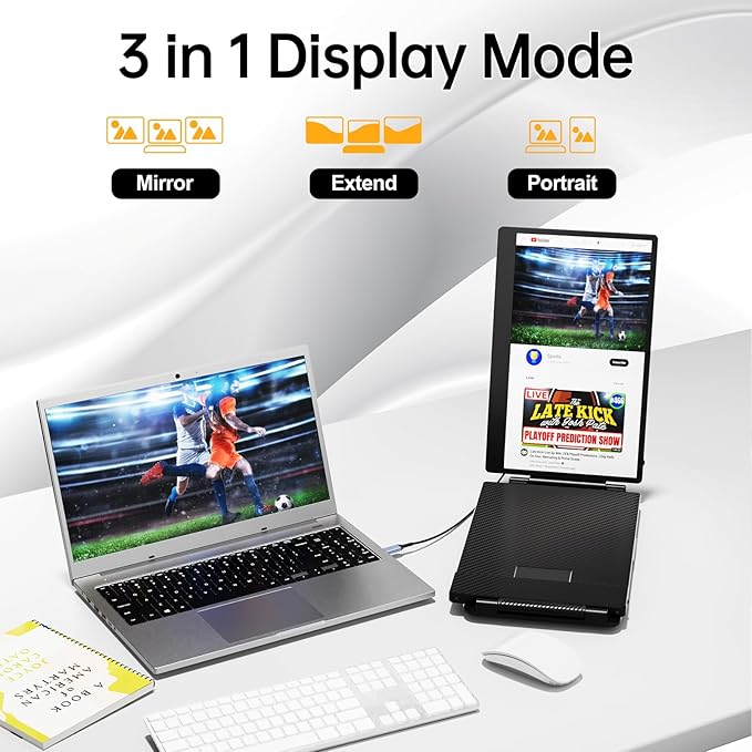 KEFEYA Laptop Screen Extender 14.2 Portable Triple Monitor for Laptop with Full HD IPS Display Monitor Extender Compatible with Mac Windows Chrome Fits 13-17 Inch Laptops