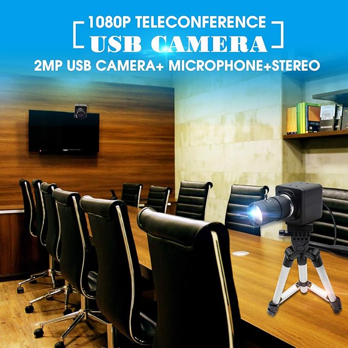 1080P Webcam 5-50mm Varifocal Lens USB Camera HD 2MP 0.01Lux Low Illumination IMX322/IMX323 Sensor Industrial Camera H.264 Webcamera PC Webcam for Raspberry PI Windows Android Linux MAC