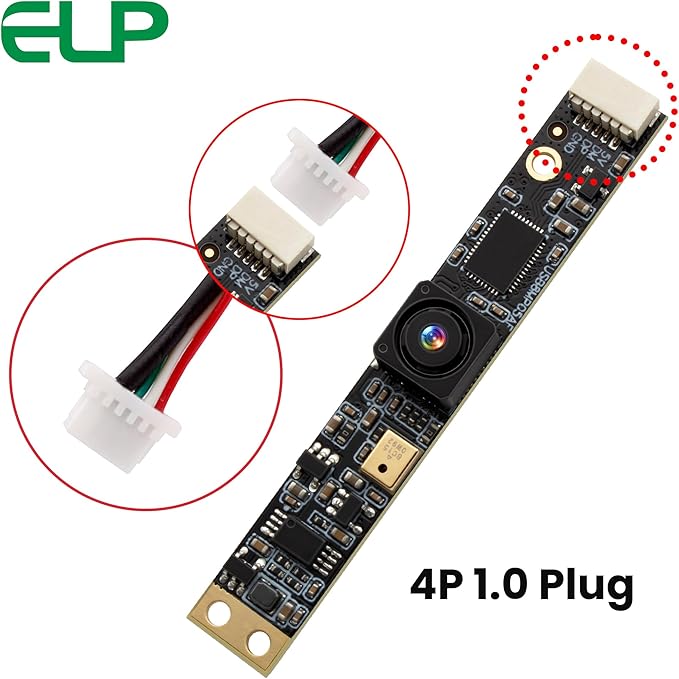 ELP 8mp USB Camera Module with Microphone 4K PC Camera for Computer 2448P Lightburn Camera for Laser Engraver Mini Strip Web Camera CCTV USB Security Camera for Raspberry Pi (64° no Distortion Lens)