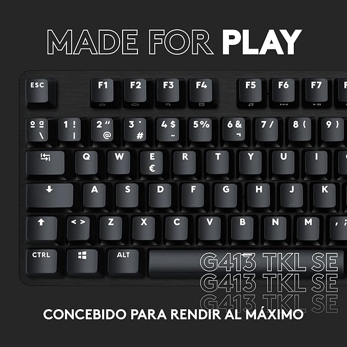 Logitech G413 TKL SE Mechanical Gaming Keyboard - Compact Backlit Keyboard with Tactile Mechanical Switches Anti-Ghosting Compatible with Windows macOS - Black Aluminum (Renewed)