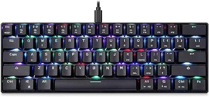 Mechanical Gaming KeyboardWired 60% Mechanical Gaming Keyboard RGB Backlit Ultra-Compact Blue Switchfor Mac Windows Laptop