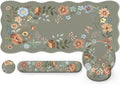 Desk Pad Mat Green Wrist Rest Support for Mouse Pad&ampKeyboard Set Scalloped Vanity mat Protector for Makeup Cute Floral Nail Mat Aesthetic Desk Protector for Women's Office Home Dorm