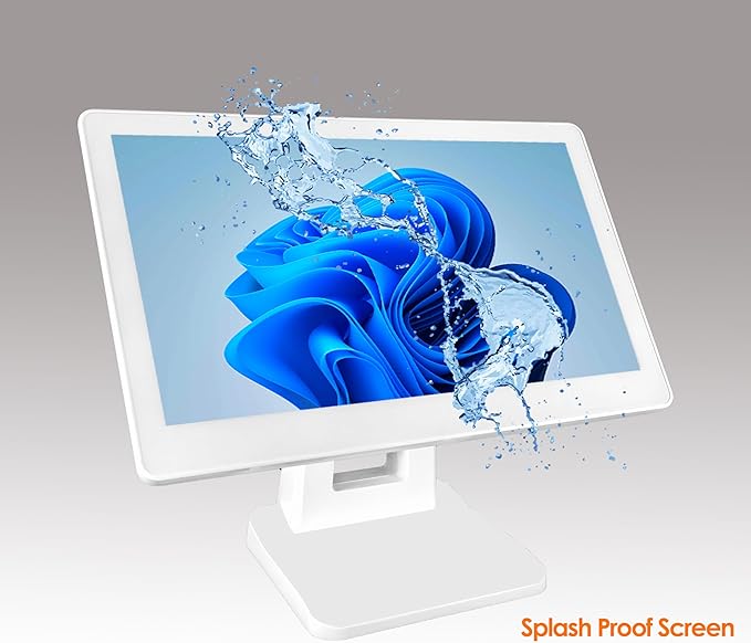 Commercial Grade 17.3 Inch 1920 x 1080 FHD Touchscreen POS Monitor 10 Points Touch HDMI VGA Waterproof Dustproof Screen Indusitrial Office Retail Gym Warehouse (White)