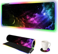 AIMSA Large RGB Gaming Mouse Pad Keyboard Mousepad Led Extended 35.4 x 15.8 inch Non-Slip Rubber Base with 14 Lighting Modes Big Desk Mat Waterproof Nebula Universe