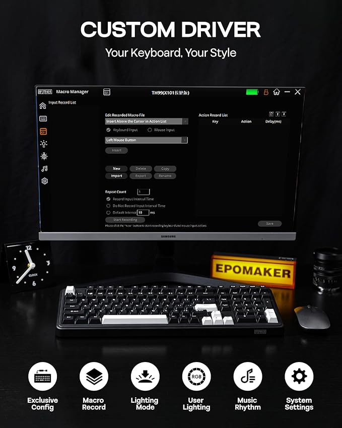 EPOMAKER TH99 Tri-Mode Wireless Mechanical Keyboard with 8000mAh Battery Hot Swappable Custom RGB Gaming Keyboard with Numpad Gasket Creamy for PC/Mac/Office (Black Creamy Jade)
