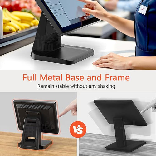 12.1-inch POS Touch Screen Monitor Capacitive Touchscreen with HDMI/VGA Input Heavy-Duty Metal Stand for Retail Restaurant Bar Gym Warehouse and POS System