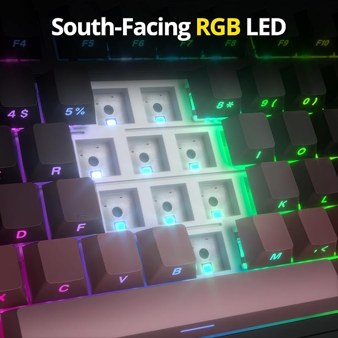 surmen M75 75% Wireless Creamy Keyboard with Gasket Pre-lubed Triple Mode Bluetooth Mechanical Gaming Keyboard BT5.0/2.4Ghz/USB with Sound Absorbing Pads Hot-Swap(Sunset)