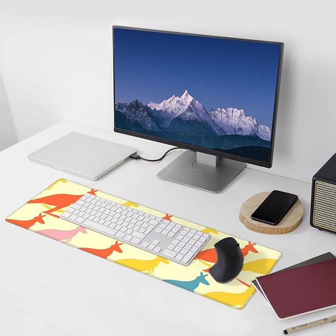 Colorful Kangaroo Green Large Mouse Pad Gaming Mat Desk Matt for Desktop Desk Pad Mat Anti-Slip XXL Big Mousepad with Stitched Edges for Computer