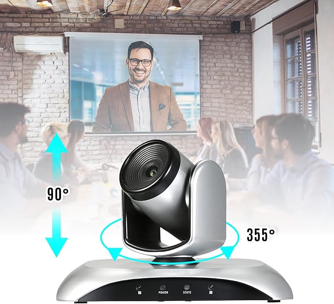 1080P HD Video Conference Camera 10X Optical Zoom Webcam 3D Noise Reduction 355° Rotation Plug &amp Play with Remote Control for Video Meetings Training Teaching
