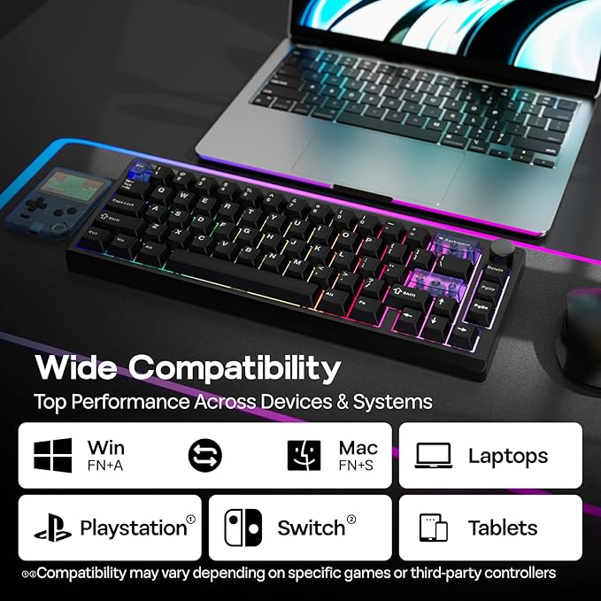 EPOMAKER Magcore65 Lite Wireless Analog Keyboard DKS &amp SOCD 8K Polling Inductive Switch PC &amp PBT Keycap Hot-Swap RGB 2.4G/BT 65% Layout Gaming Keyboard