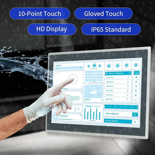 15.6 inch Android 12 Industrial Embedded Interactive Touchscreen Monitor Capacitive Multi-Touch Tablet with Front IP65 Monitor RAM 8G &amp ROM 128G WiFi &amp BT HD-MI-Out &amp USB Ports