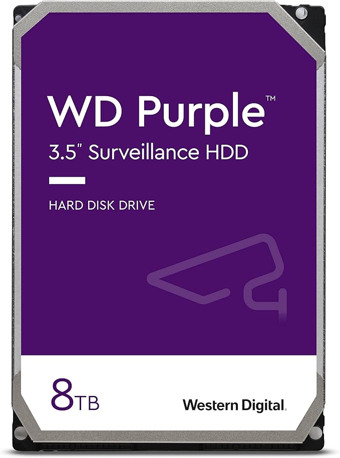 Western Digital - WD 8TB Purple Surveillance Internal Hard Drive - 7200 RPM Class SATA 6 Gb/s 256MB Cache 3.5 Crypto Chia Mining - WD82PURZ - BROAGE HDMI Cable Solid State Drive