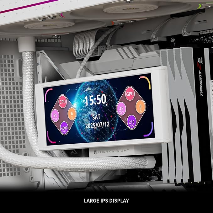 Trofeo Vision LCD White 6.86-inch Full-Color LCD Display (1280x480 Resolution) with a Magnetic Panel Screen Supporting DIY Dynamic/Static Images Special for CPU Liquid Cooler/Case
