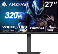 Amzfast 27 Inch Gaming Monitor 320Hz 240Hz WQHD 2560 x 1440p Fast IPS Monitor 1ms G-SYNC Compatible HDR400 135% sRGB 99% DCI-P3 PIP/PBP Height Adjustable HDMI 2.1 x 2&ampDP 1.4 x 2 G27F6Q MAX