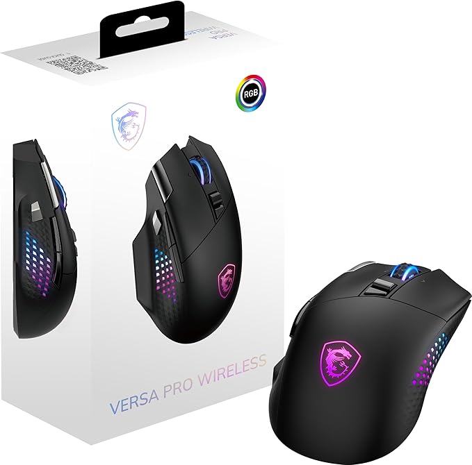 msi Versa PRO W Gaming Mouse 26000 DPI 70M+ Clicks OMRON Optical Micro Switch Optical Sensor Ergonomic Ambitextrous Hand Design RGB Light