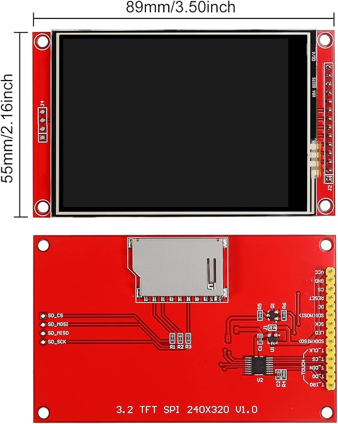 2pcs 3.2 SPI TFT LCD Display Touch Panel ILI9341 240x320 TFT LCD Touch Screen Shield 5V/3.3V STM32 Display Module SPI Serial with Touch Pen