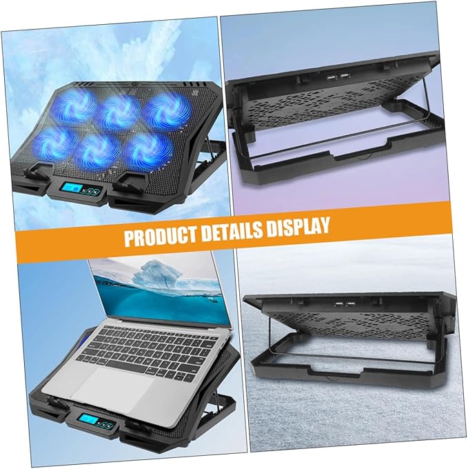 jojofuny Laptop Cooling Pad with Fan 15.6 Inch Quiet Laptop Stand Cooler PC Cooling Pad for Notebook Adjustable Speed with Blue LED Suitable for Office and Gaming Use
