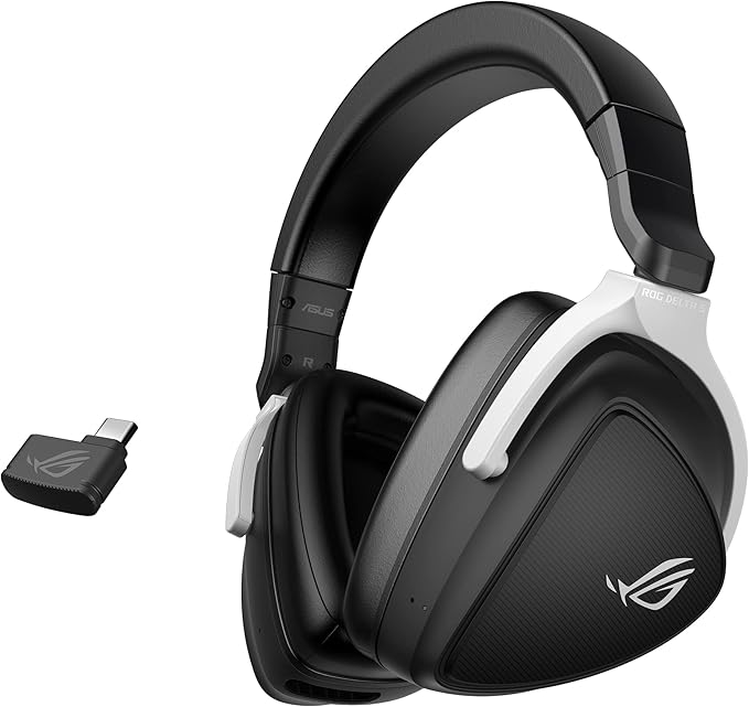 ASUS ROG Delta S Wireless Gaming Headset Black 50mm Drivers AI Beamforming Mic Low-Latency Bluetooth USB-C 3 Hours of Use IPX4 Water Resistance