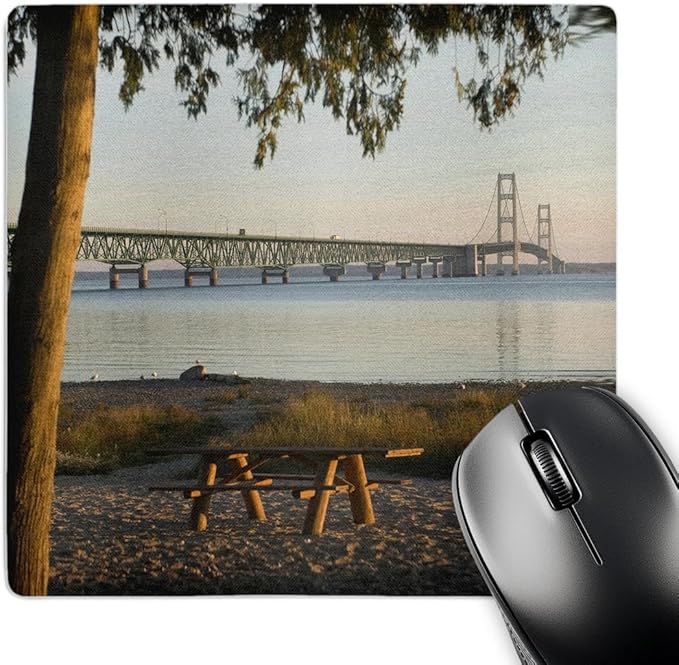 USA Michigan Mackinaw City Mackinac Bridge - US23 PHA0004 - Mouse Pad 8 by 8 inches (mp_144713_1)