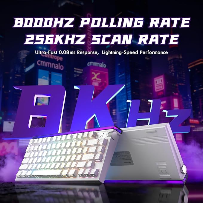 ATTACK SHARK R85HE Wired 75% Hall Effect Rapid Trigger Mechanical RGB Gaming Keyboard with 8K Polling0.05mm RT Accuracy0.08MS LatencyMagnetic Switch5Layer Sound DampedDriver for PC(White Contour)