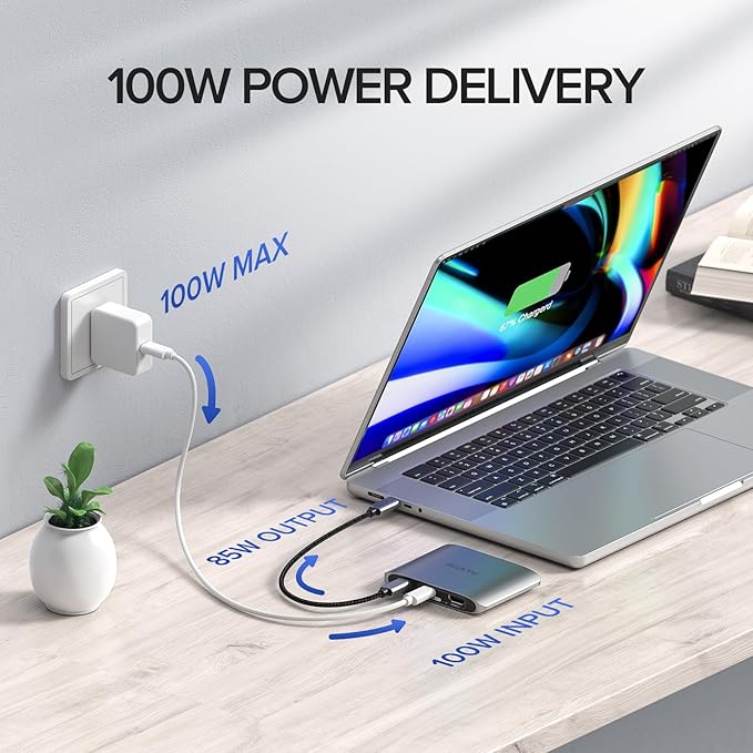 6-in-1 USB C Hub with 4K HDMI3 USBC 10 Gbps Data Ports Full-Featured USB-C（100W Power Delivery+10 Gbps Data Ports+4K DP）