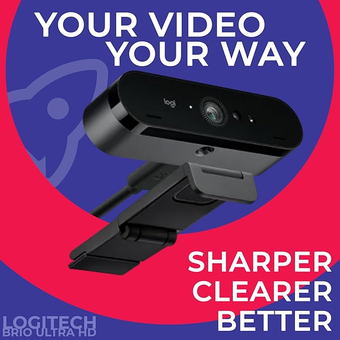 Logitech BRIO 4K Webcam Business PRO - Crystal-Clear Video Privacy Shutter HDR Enhanced Lighting Noise-Cancelling Microphone 960-001105 Windows macOS ChromeOS Compatible Global Teck Cloth
