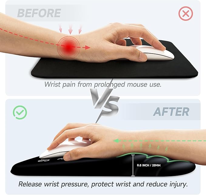 Ergonomic Mouse Pad with Wrist Rest SupportNon-Slip PU BaseMassage for Carpal Tunnel Pain ReliefMemory Foam Mousepad for HomeOfficeWork（Inspirational Quote）