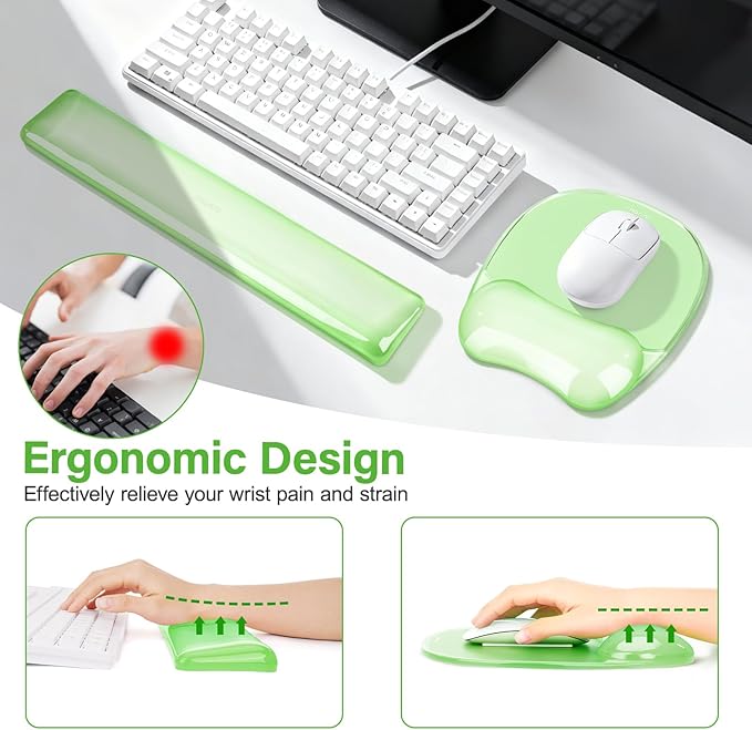 MOSISO Gel Wrist Rest Support for Mouse Pad&ampKeyboard Set Irregular Oval Ergonomic Mousepad Keyboard Pad Non-Slip Base Home/Office Pain Relief&ampCooling Gel Easy Typing Pad for Computer Laptop