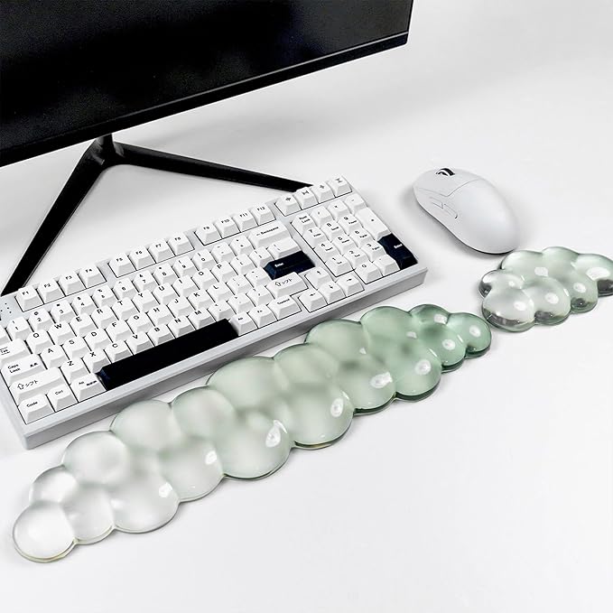 Ergonomic Gel Keyboard and Mouse Wrist Rest Set – Green Cloud Wrist Rest for Computer Keyboard 60%/68%/75% Comfort &amp Support for Typing and Gaming