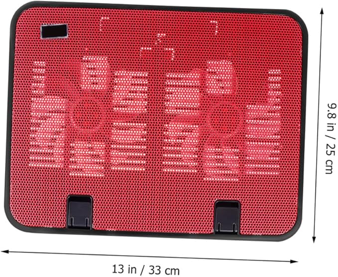 Laptop Cooling Pad Stand with Dual Quiet USB Fans Slip Ergonomic Design Angles for Efficient Heat Dissipation Lightweight Portable Cooler for Notebook Red